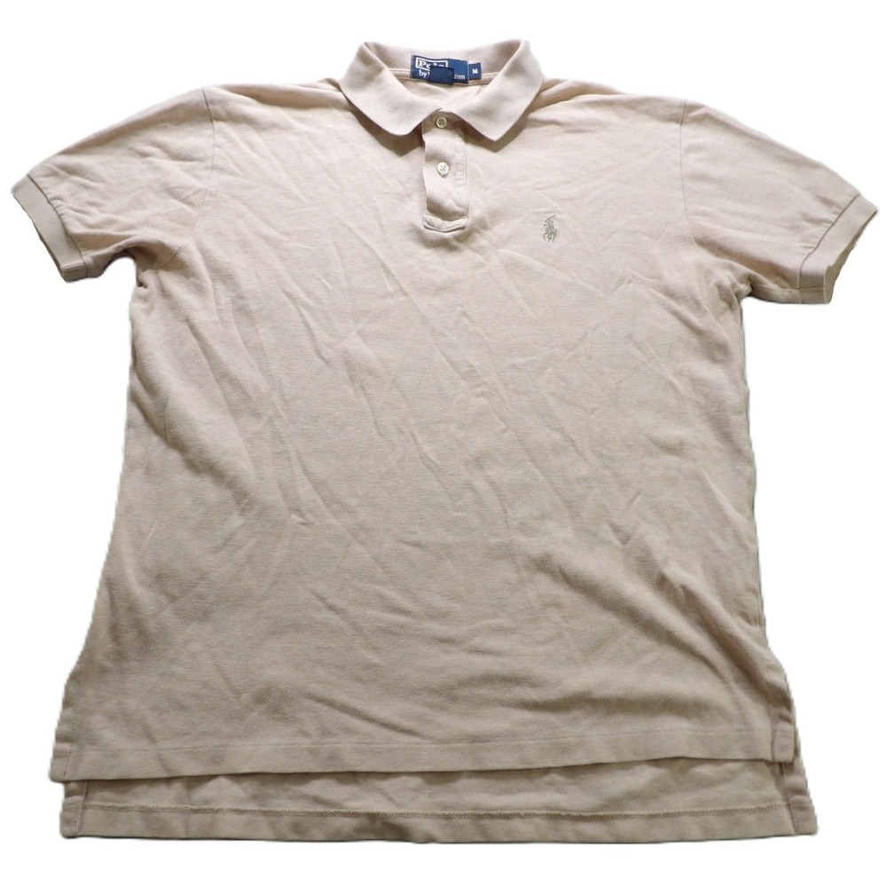 VTG Y2K Polo Ralph Lauren Men M Beige Cotton Short Sleeve Classic Fit Polo Shirt